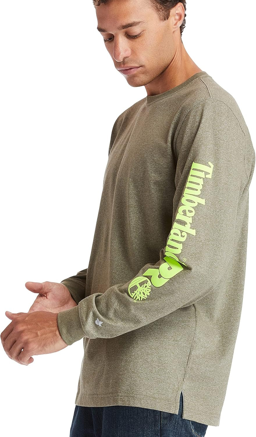 Men's Tall Base Plate Blended Long Sleeve T-Shirt with Logo