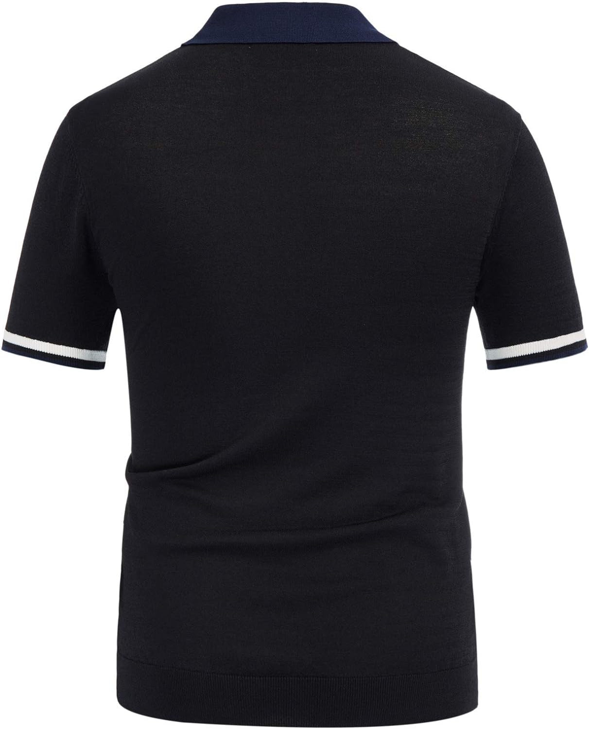 Men's Regular Fit Short Sleeve Polo Shirt - Solid Black Golf Knitwear for Summer