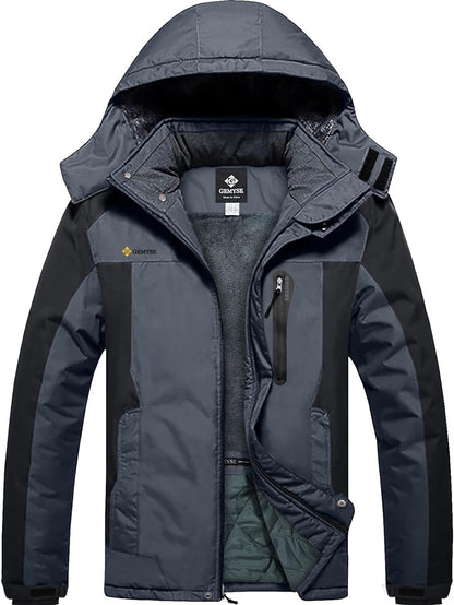 Men's Waterproof Ski Jacket - Warm Winter Coat with Hood, Windproof Design for Snowboarding and Rain