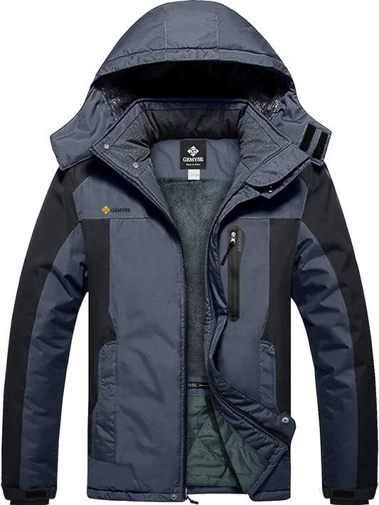 Men's Waterproof Ski Jacket - Warm Winter Coat with Hood, Windproof Design for Snowboarding and Rain