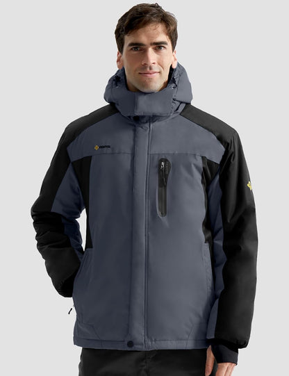 Men's Waterproof Ski Jacket - Warm Winter Coat with Hood, Windproof Design for Snowboarding and Rain