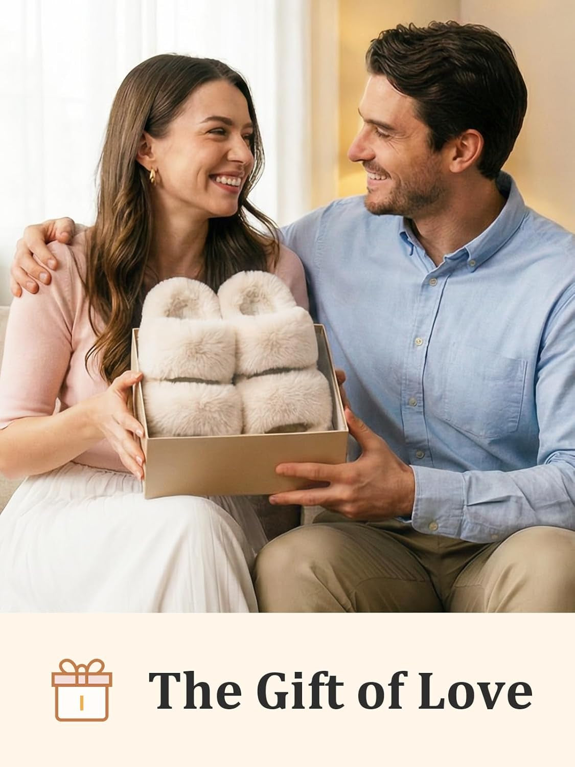 Women's Plush Faux Fur Slippers - Comfortable Open Toe Two-Band Slides with Fleece Lining and Rubber Sole